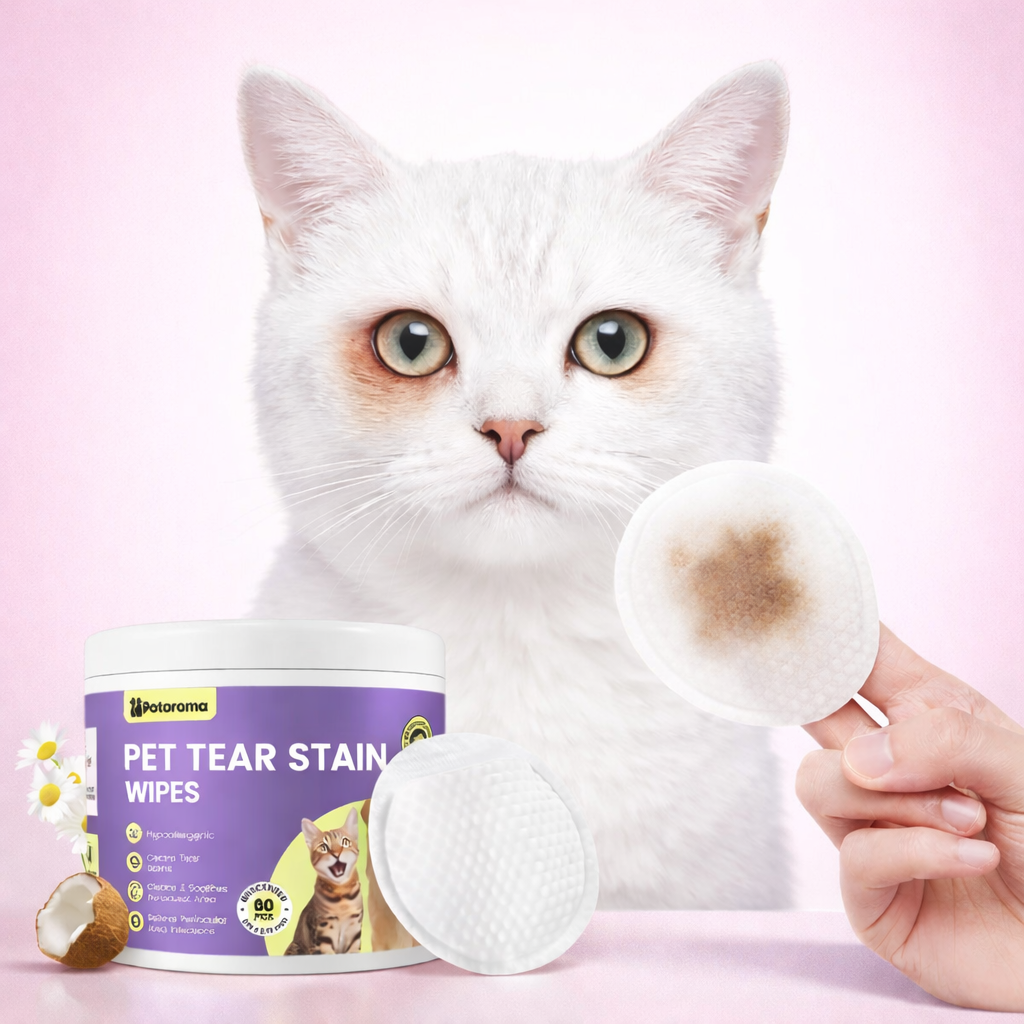 Pet Eye Wipes Hypoallergenic Tear Stain Remover for Dogs & Cats, Hand-Injserted Design Double Layer Thickened Gentle Cleaner for Discharge, Crust, Booger & Debris– Soothing Wash for Eyes, Wrinkle, Face, 60 Pads