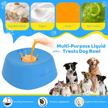Yipetor Slow Feeder Dog Bowls for Liquid Treat, [Built-In Rolling Ball] No Spill Bone Broth Dog Licking Bowl, Multi-Purpose Puppy Yogurt Feeder Bowl for All Breeds Dietary Supplement/Post-Op Nutrition Feeding